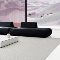 Tapis de salon gris clair, grand, en laine, rond, abstrait, lavable, carreaux de tapis pour salon, hôtel, appartement
