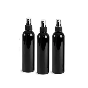 Botellas de spray de perfume negro mate PET de plástico de 4oz al por mayor con tapas de atomizador de niebla fina