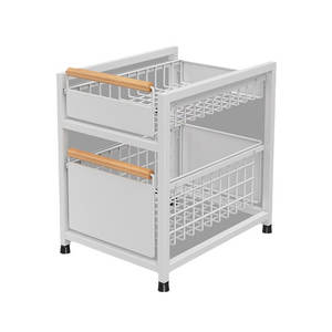 تحت الحوض رف قابل للسحب منظم خزانة 2 طبقة درج عملي متعدد الأغراض مع مقبض للحمام المطبخ - Product Image 6