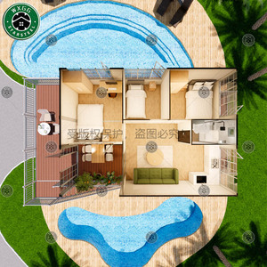 Casa Prefabricada Modular de Acero Ligero con Escalera Exterior y Terraza, Acabado en Madera Blanca para Alojamiento Vacacional - Product Image 5