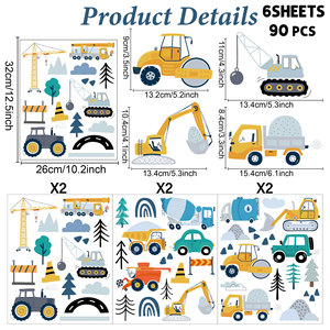 Milieubescherming Gezondheid Vinyl Zelfklevende Boho-Stijl Voertuigen Baby Slaapkamer Decoratie Cartoon Print Muursticker - Product Image 4