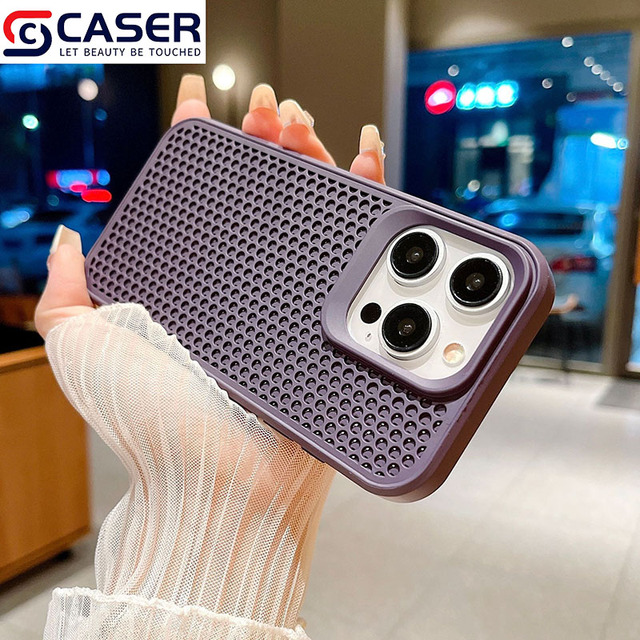 Summer Simple Heat Dissipation Breathable Mesh Phone Case Matte Skin Feel Shockproof Phone Cover for Iphone 16 15 14 13 Pro Max