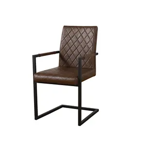 Wholesale new design living room chromed square tube metal legs PU chair dining chair