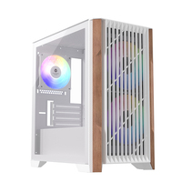 Boîtier de PC Gamer Micro-ATX avec design en bois et panneau de cadre imprimé par transfert d'eau