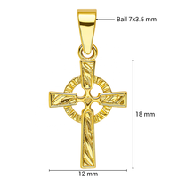 Colgante de Cruz Celta Religiosa de Oro de 14K Hecho a Mano, Joyería Fina Unisex con Detalles Grabados Texturizados, Uso Diario, Sin Níquel, para Mujer