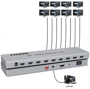 Séparateur <span class=keywords><strong>HDMI</strong></span> 8K 60Hz 2.1 de haute qualité 8 ports 8 voies <span class=keywords><strong>4K</strong></span> <span class=keywords><strong>120Hz</strong></span> 7860x4320 3D 1 entrée 8 sorties UHD Edid répartiteur <span class=keywords><strong>HDMI</strong></span> 1x8 - Product Image 2