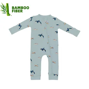 Pagliaccetto per bambini con stampa primaverile di animali per bambine con maniche lunghe in fibra di bambù