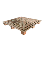 Palette industrielle plate carrée à neuf angles, emboîtable et empilable, moulée, entrée 4 directions, hauteur de fourche 90 mm, gain de place, pour entrepôt logistique