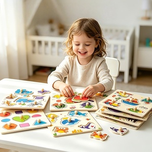 Giocattoli Educativi Montessori Personalizzati, 8 Tipi di <span class=keywords><strong>Giochi</strong></span> per lo Sviluppo Cerebrale dei <span class=keywords><strong>Bambini</strong></span>, Puzzle in Legno con Manopole per l'Apprendimento dei <span class=keywords><strong>Bambini</strong></span> - Product Image 2