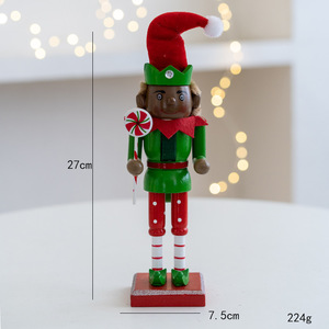LS-549 Figurine de roi casse-noisette en bois de Noël, Elfe Vert, 27 cm, Ornement de Noël - Product Image 4