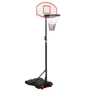 Sistema de basquete com rodas para crianças e adolescentes, suporte de basquete com altura ajustável de 165 a 205 cm