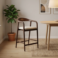 Tabourets de bar modernes en bois massif de style nordique, chaises de bar à comptoir en noyer massif avec coussin de siège et repose-pieds pour îlot de cuisine