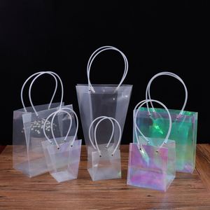Wholesale Eco-Friendly Clear Frosted PVC Tote Bag Flexible Sewn Fabric Storage for Clothing Shopping or Gifts - Product Image 4