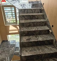 Bandes de roulement d'escalier en marbre gris naturel antidérapant au design moderne Panneau mural intérieur poli pour la maison Hôtel Grande dalle de pierre pour l'intérieur