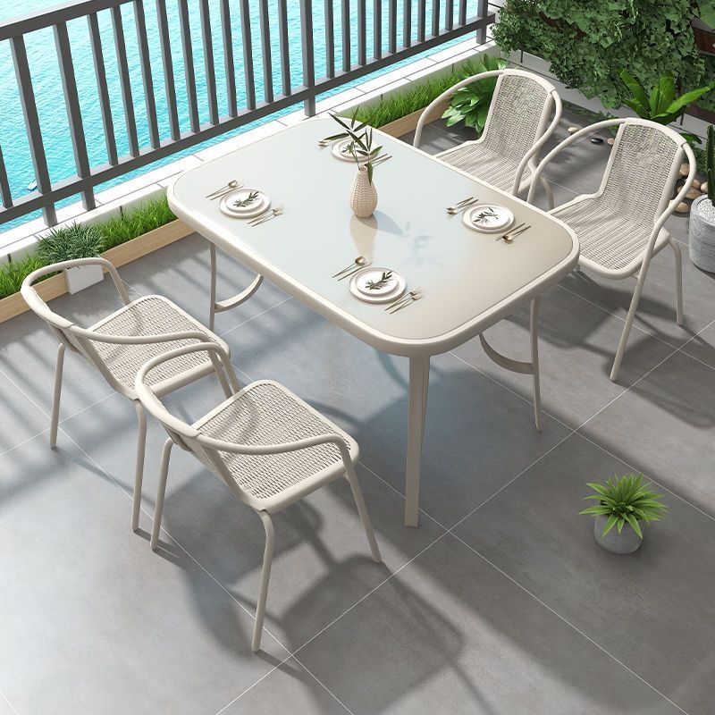 120*80CM Champagne-colored long table with 4 chairs