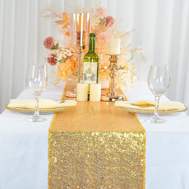 Wholesale 12*108 Inch Rectangle Wedding Tablecloth Sequin Table Runner for Party Event Decorations
