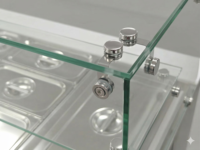 Table de préparation de salades commerciale avec refroidisseur d'air, protection anti-éclaboussures en verre, acier inoxydable 201, 3 portes, contrôle numérique de la température, pour restaurant
