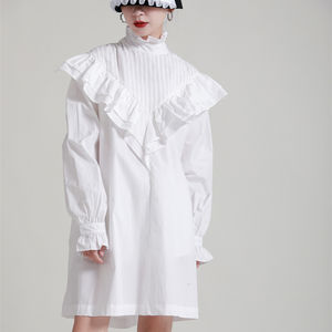 Nuovo <span class=keywords><strong>abito</strong></span> Audrey Hepburn <span class=keywords><strong>con</strong></span> <span class=keywords><strong>balze</strong></span> agariche Design gonna camicia a pieghe autunno 2024 retrò <span class=keywords><strong>abito</strong></span> donna abiti - Product Image 1