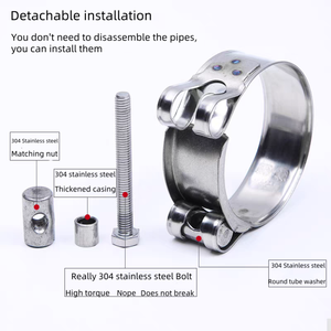 Colliers de serrage réglables robustes en acier inoxydable à vis en T simple pour tuyaux, polis, marque RLC, certifiés ISO9001 - Product Image 2