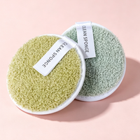 Poudre démaquillante ronde en microfibre douce de haute qualité avec logo personnalisé, accessoires de soin du visage et de spa