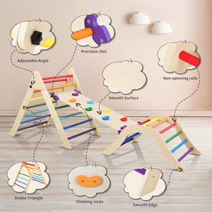 Gimnasio Interior para Niños 5 en 1, Marco de Escalada de Madera Plegable para Niños Pequeños con Rampa y Arco - Product Image 5