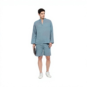 Conjunto de Camiseta y Pantalones Cortos de Cuello Redondo para Hombre, Cómodo para Invierno, 100% Algodón Felpa, Ecológico, Servicio OEM/ODM - Product Image 1