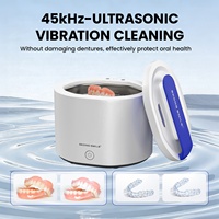 Nettoyeur dentaire ultrasonique UV étanche IPX7 OEM avec réservoir en acier inoxydable de 200 ml, nettoyeur ultrasonique domestique pour aligneurs dentaires