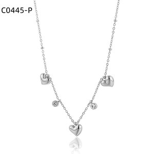 Collar con Colgante de Corazón Amy Amy, Acero Inoxidable, Bañado en Rodio, Circonita Cúbica, Joyería Romántica para Mujer, Regalo para Uso Diario - Product Image 2