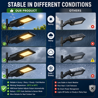 Lampadaire LED solaire haute efficacité 12W 1900lm avec contrôle d'éclairage intelligent IP65 pour application extérieure