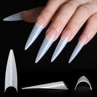 Appuyez sur l'ongle 100 PCS ABS Artificiel Transparent Couverture Complète Ongles Conseils Pointu Long Faux Ongles Fournisseur Pour Dame