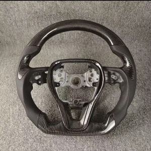 Volant en fibre de carbone avec affichage LED, style sport, 4 branches, cuir perforé blanc, pour Camry/<span class=keywords><strong>Venza</strong></span>/Harrier - Product Image 4