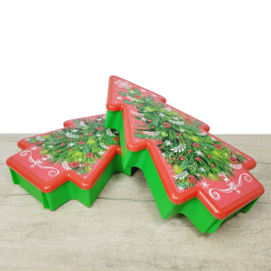 Tree Shape Container Christmas and Party Supplies BPA-free Material Food Storage with Lid Bakery Cookie Box Candy Container