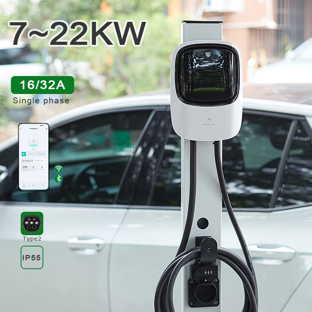 New 7kw AC Wall-Mounted Electric Car Charging Station Fast EV Charger APP WIFI TYPE 2 GBT for APP WIFI TYPE 2 GBT