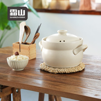 SHIMOYAMA Cocotte en céramique avec poignée, faitout japonais pour ragoûts et soupes, pot en terre cuite avec couvercle, marmite, plat de cuisson, ustensile de cuisine