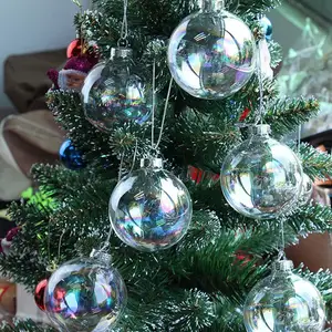 Klare Kunststoff-Weihnachts kugel Transparente hohle Kugel hängende Kugeln Innen kamin Weihnachts baum Anhänger Weihnachts bedarf