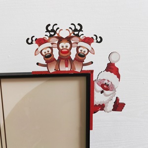 Decoración Navideña de Madera para Esquina de Puerta, Diseño de Reno y Santa Claus, Hecha a Mano, Decoración Festiva para Puerta - Product Image 1