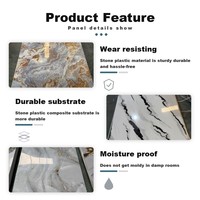 Panneau de revêtement en marbre UV, PVC imperméable, finition polie, léger, bord carré, face plate, panneau décoratif, commerce, divertissement