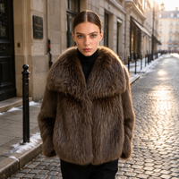 PRETTY STEPS Manteau court en fausse fourrure pour femme, col volumineux, style décontracté, ample et oversize, luxe, vêtement d'extérieur d'hiver, vente en gros