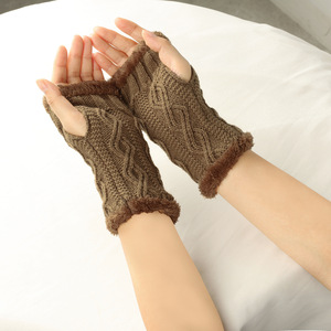 Guantes sin dedos de acrílico con Cable sólido de Invierno para mujer - Product Image 2