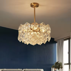 Novedad lámpara nórdica rectangular decoración del hogar luz colgante de cristal de cobre de lujo contemporáneo - Product Image 4