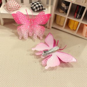 Bonita pinza para el pelo con forma de mariposa, 12 cm, color degradado, con purpurina, para uso diario de niños - Product Image 2