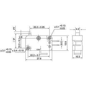 สวิตช์จำกัดระยะแบบกดปุ่มไฟฟ้าคุณภาพดี 10T125 16(4)A 250VAC 15A 125VAC แบบปกติปิด - Product Image 2