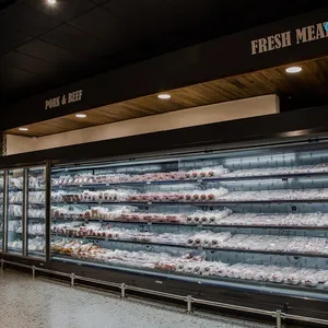 Refrigerador aberto de carne, fábrica multideck de exibição upright para superfície