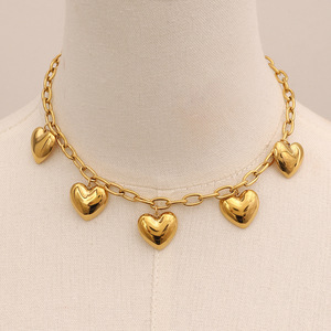 Collar con colgante de corazón, cadena de clavícula de acero inoxidable para mujer, regalo de joyería - Product Image 4