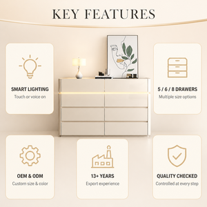 <span class=keywords><strong>Commode</strong></span> intelligente avec plateau en verre texturé noir, éclairage tactile à commande vocale, poignée intégrée, coins arrondis, coffre de rangement à <span class=keywords><strong>tiroirs</strong></span> - Product Image 6