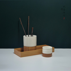 Bamboo And White Porcelain Tea Set Mugs With Lid For Tea Coffee Gift Use 0.25L Chongqing Origin Solid Pattern Open Design - Product Image 4