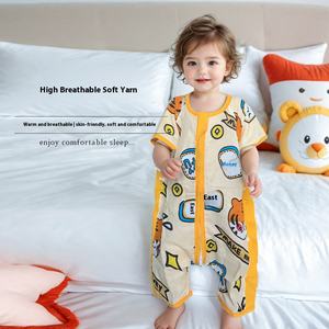 Sac de couchage en gaze pour bébé Printemps Été Couette fine avec jambes à manches courtes Imperméable pour toutes les saisons Motif de dessin animé - Product Image 5