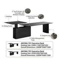 Bureau de direction moderne de luxe, réglable en hauteur électriquement, à montage sous comptoir, poste de travail minimaliste pour bureau, charge sans fil 15W