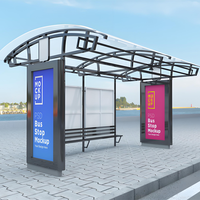 Les abris d'attente d'autobus de bord de route urbaine avec les caissons lumineux de publicité sont construits avec des cadres d'acier inoxydable.