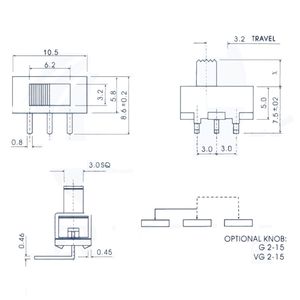 Interruptor de Palanca SS-12F21 de 3 Pines y 2 Posiciones, Altura de Palanca de 5 mm y 6 mm, Interruptor SMT de Ángulo Recto para Electrónica - Product Image 6